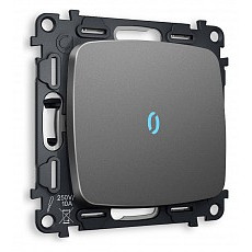 Выключатель проходной одноклавишный с подсветкой без рамки ambrella volt quant mo652040